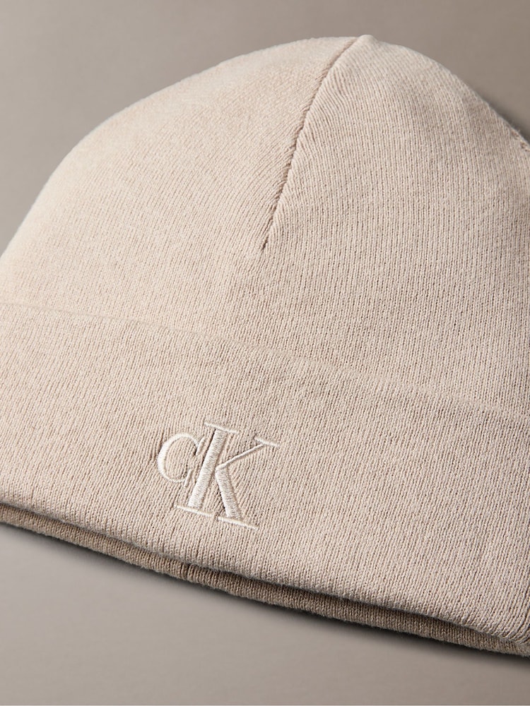 Calvin Klein Grey Signature Logo Beanie - Image 3 of 3 Calvin Klein Grey Signature Logo Beanie - Image 3 of 3