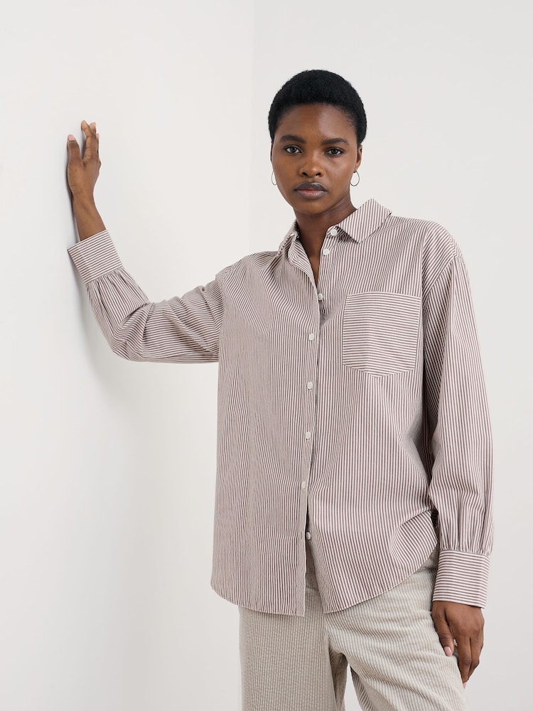 Seasalt Cornwall Pink Sea Path Oversized Poplin Shirt - Image 1 of 5