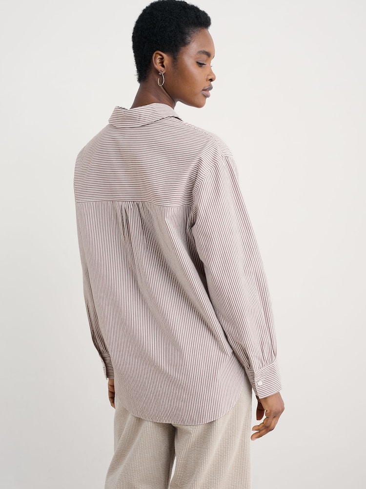 Seasalt Cornwall Pink Sea Path Oversized Poplin Shirt - Image 2 of 5