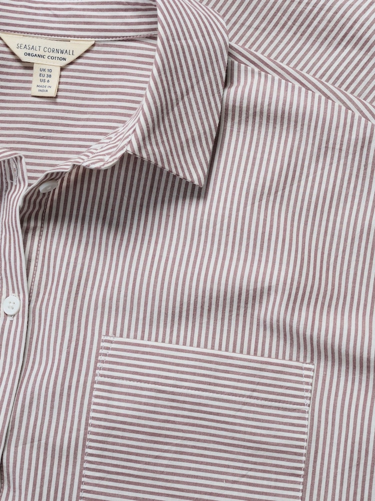 Seasalt Cornwall Pink Sea Path Oversized Poplin Shirt - Image 5 of 5