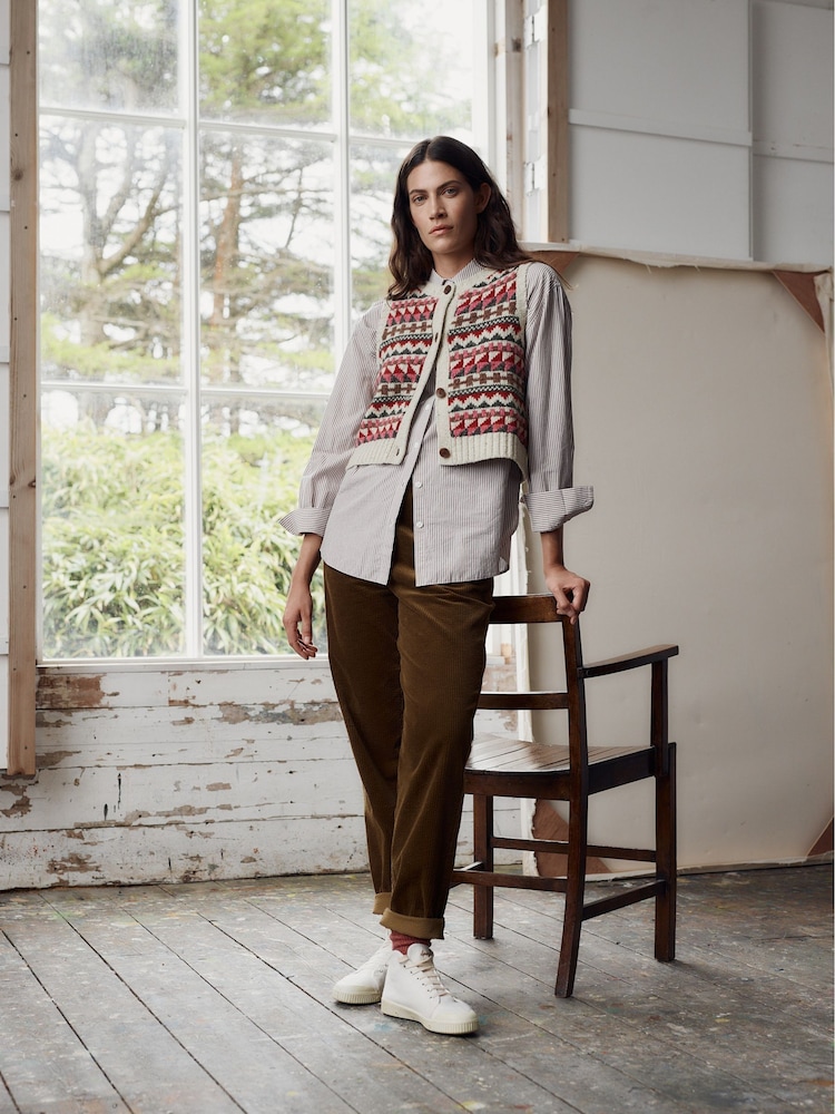 Seasalt Cornwall Red Dawson Pick Fair Isle Vest - Image 1 of 4