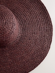 Chocolate Brown Oversized Brim Floppy Straw Hat - Image 3 of 3