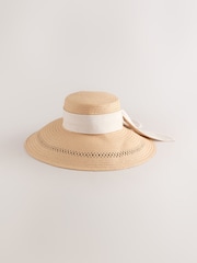 Natural Straw Look Dropped Brim Hat - Image 4 of 6