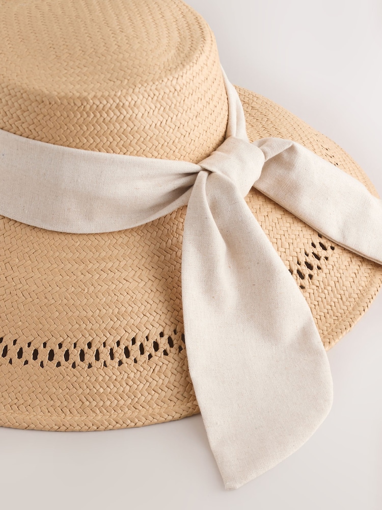 Natural Straw Look Dropped Brim Hat - Image 6 of 6 Natural Straw Look Dropped Brim Hat - Image 6 of 6