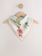 Cream Floral Cross-stitch Detail Triangle Headscarf - Image 4 of 6