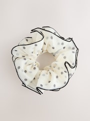 White/Black Polka Dot Scrunchie - Image 1 of 3