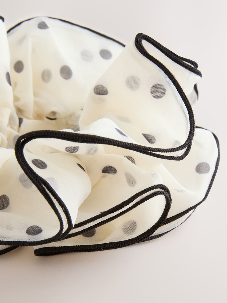 White/Black Polka Dot Scrunchie - Image 2 of 3