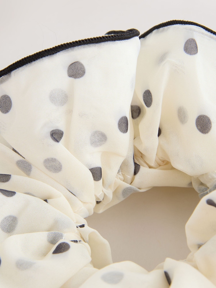 White/Black Polka Dot Scrunchie - Image 3 of 3