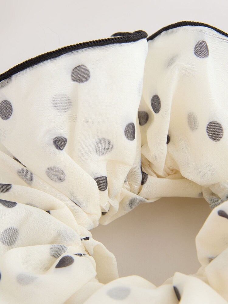White/Black Polka Dot Scrunchie - Image 6 of 6