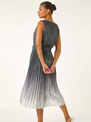 Roman Metallic Pleated Ombre Midi Dress - Image 2 of 5