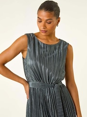 Roman Metallic Pleated Ombre Midi Dress - Image 3 of 5
