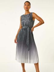 Roman Metallic Pleated Ombre Midi Dress - Image 4 of 5