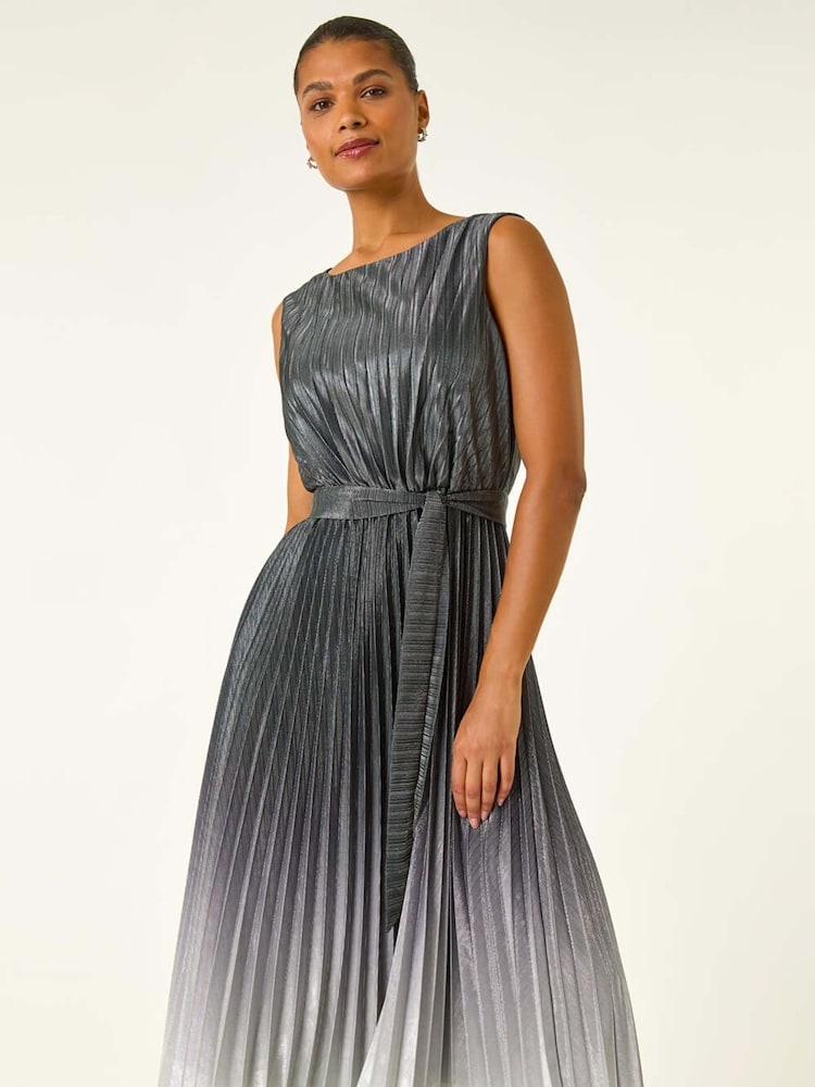 Roman Metallic Pleated Ombre Midi Dress - Image 5 of 5