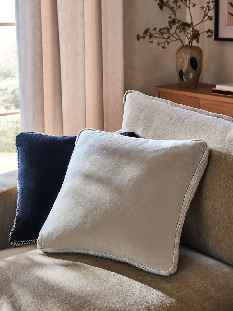 編み込み ボクシーエッジ コットン ベルベットクッション - 画像 1 / 4 編み込み ボクシーエッジ コットン ベルベットクッション - 画像 1 / 4