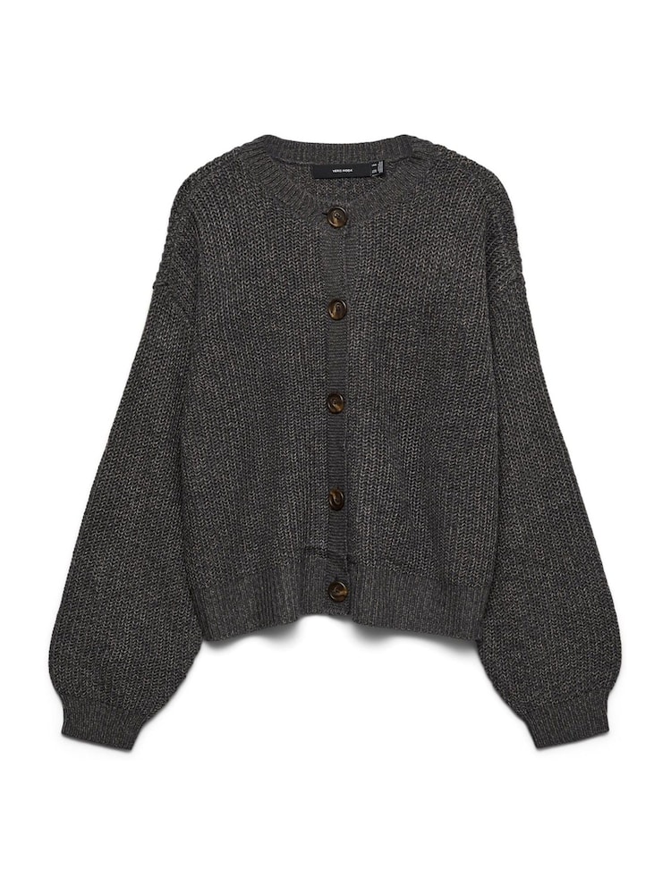 VERO MODA Grey Button Down Round Neck Cardigan - Image 1 of 1