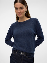 VERO MODA Blue Round Neck Knitted Jumper - Image 1 of 5