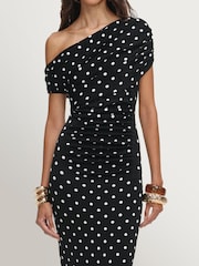 Self-Portrait Black & White Contrast Lace Knit Midi Dress - Image 4 of 4