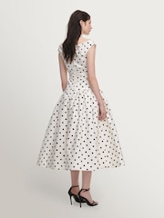 Self-Portrait Cream Polka Dot Cotton Midi Dress - Image 2 of 4