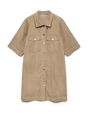 VERO MODA Natural Half Sleeve Corduroy Dress - Image 1 of 1