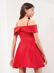 Lipsy Red Teen Bow Bardot Dress (10-16yrs) - Image 4 of 4
