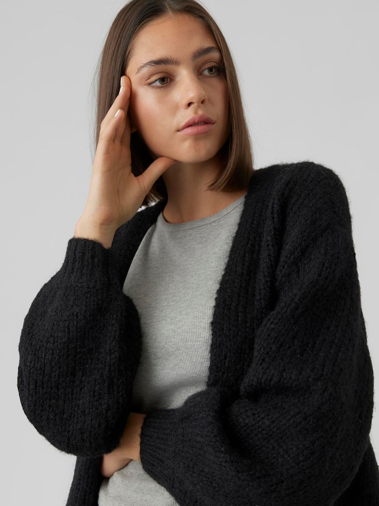 VERO MODA Black Long Sleeve Open Cardigan - Image 2 of 4 VERO MODA Black Long Sleeve Open Cardigan - Image 2 of 4