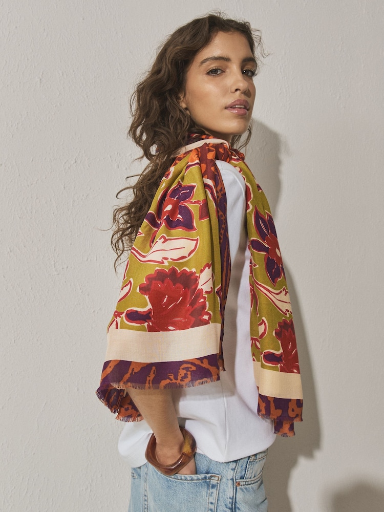 Orange Paisley Lightweight Scarf - Image 1 of 6