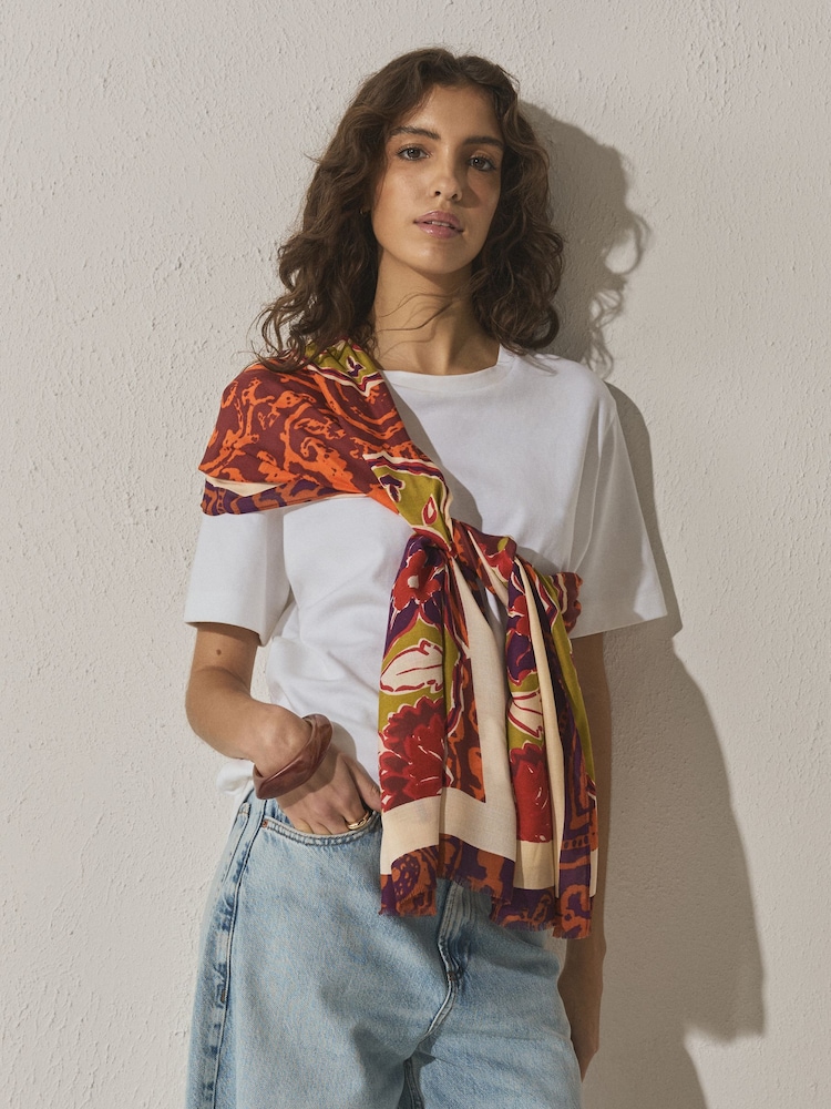 Orange Paisley Lightweight Scarf - Image 2 of 6