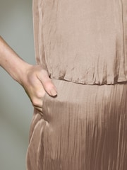 Mink Brown Satin Halter Balloon Leg Jumpsuit - Image 4 of 7