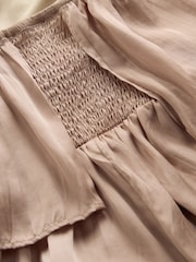 Mink Brown Satin Halter Balloon Leg Jumpsuit - Image 6 of 7