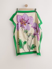 Green Floral Square Lightweight Scarf - Image 6 of 9