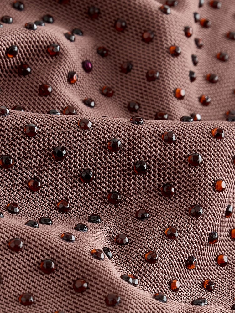 Chocolate Brown Cowl Back Hotfix Sparkle Maxi Occasion Dress - Image 5 of 5 Chocolate Brown Cowl Back Hotfix Sparkle Maxi Occasion Dress - Image 5 of 5
