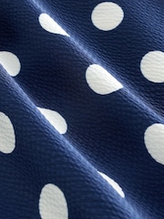 Navy Blue Spot Textured Satin Halter Sleeveless Mini Dress - Image 3 of 3