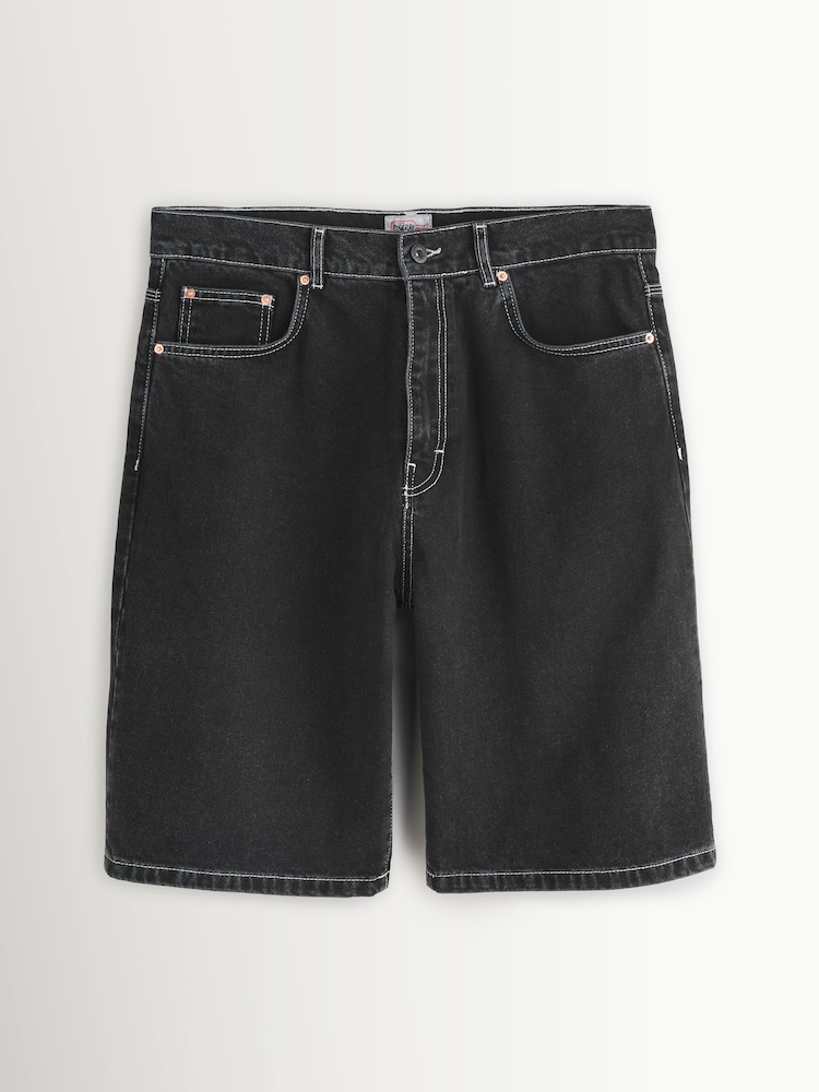Stan Ray Black Wide 5 Pocket Denim Shorts - Image 6 of 6