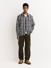 Stan Ray Black Zip Front Check Overshirt - Image 6 of 7