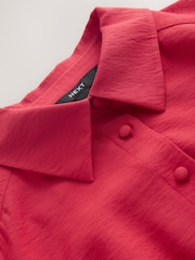 Red Short Sleeve Midi Cinched Hip Shirt Dress - Image 6 of 7