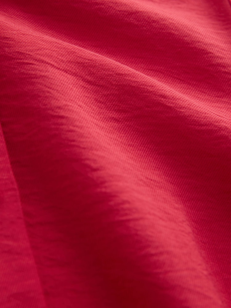 Red Short Sleeve Midi Cinched Hip Shirt Dress - Image 7 of 7 Red Short Sleeve Midi Cinched Hip Shirt Dress - Image 7 of 7