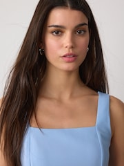 أزرق عنبري - فستان مناسبات قصير بخصر مشدود - Image 3 of 7