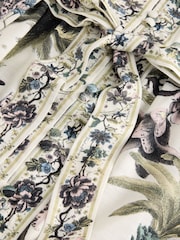 Ecru Floral Print Bubblehem Tie Neck Sleeveless Top - Image 8 of 8