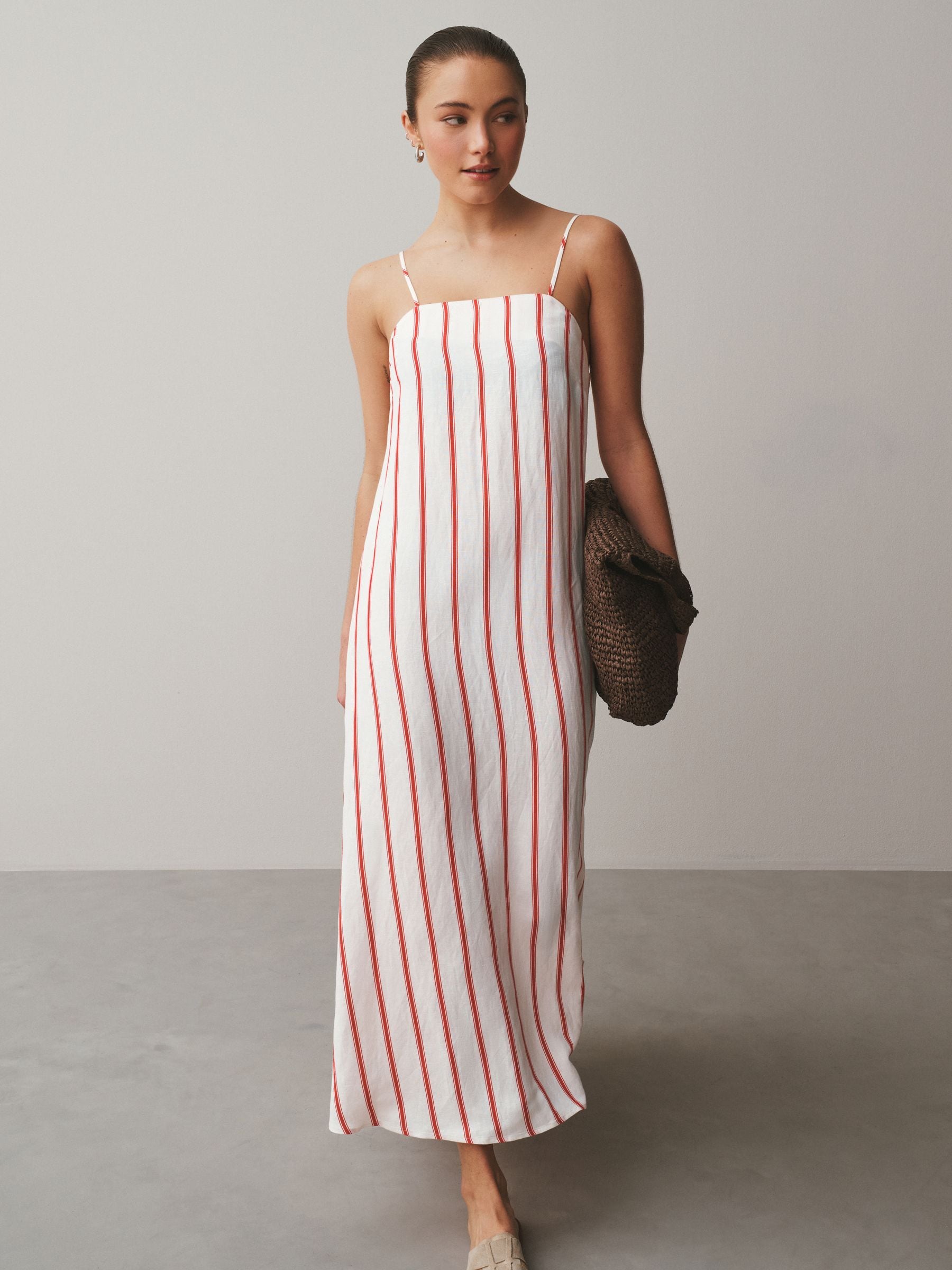 gold blazer dress Donna Karan Women's Notched Lapel Striped Sheath Dress - Cream/Vapor
