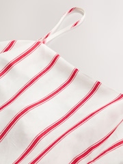Red/White Stripe Linen Rich Square Neck Cami Midi Dress - Image 5 of 6