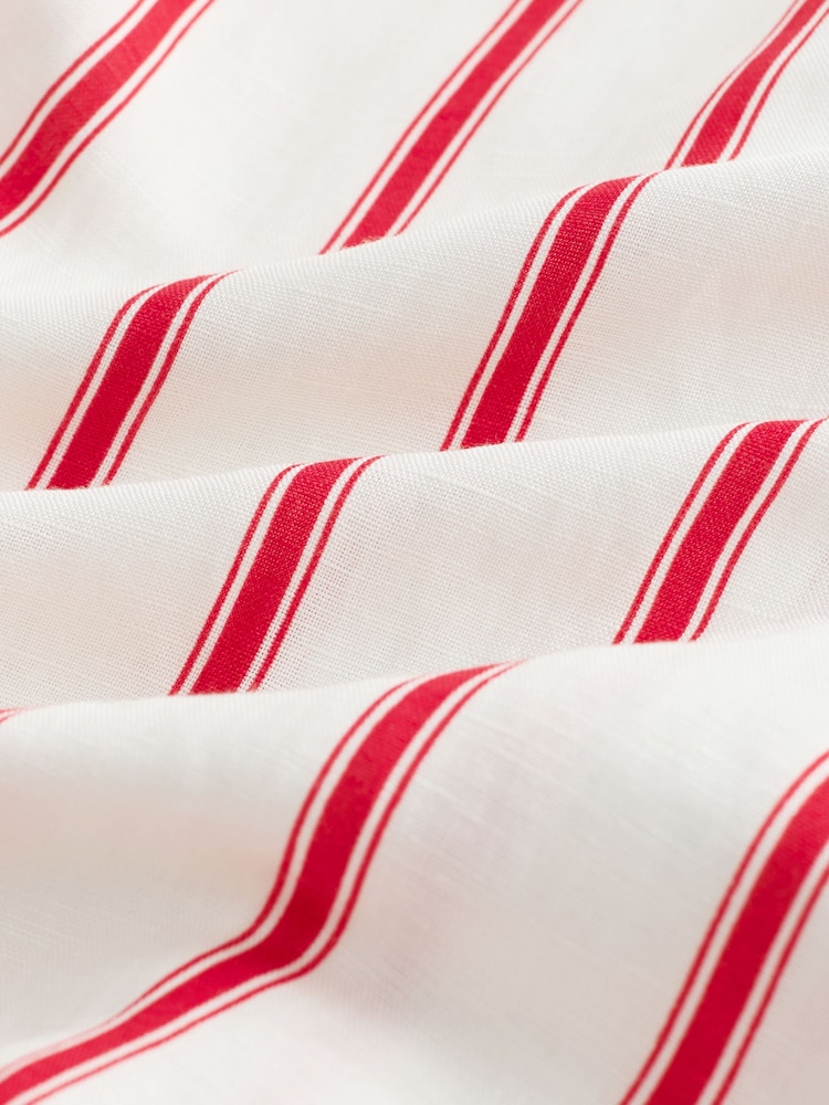 Red/White Stripe Linen Rich Square Neck Cami Midi Dress - Image 6 of 6 Red/White Stripe Linen Rich Square Neck Cami Midi Dress - Image 6 of 6