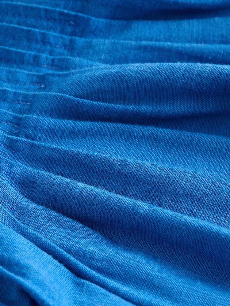 Cobalt Blue Sleeveless Lace Trim Playsuit with Linen - Image 3 of 3