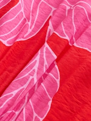 Imprimé fleuri rouge/rose - Robe mi-longue à manches bouffantes - Image 8 de 8