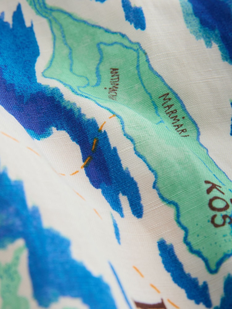 White/Blue Map Print Square Neck Cami Midi Dress - Image 7 of 7