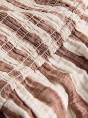 Chocolate Brown/Cream Stripe V-Neck Shirred Body Maxi Dress - Image 6 of 6