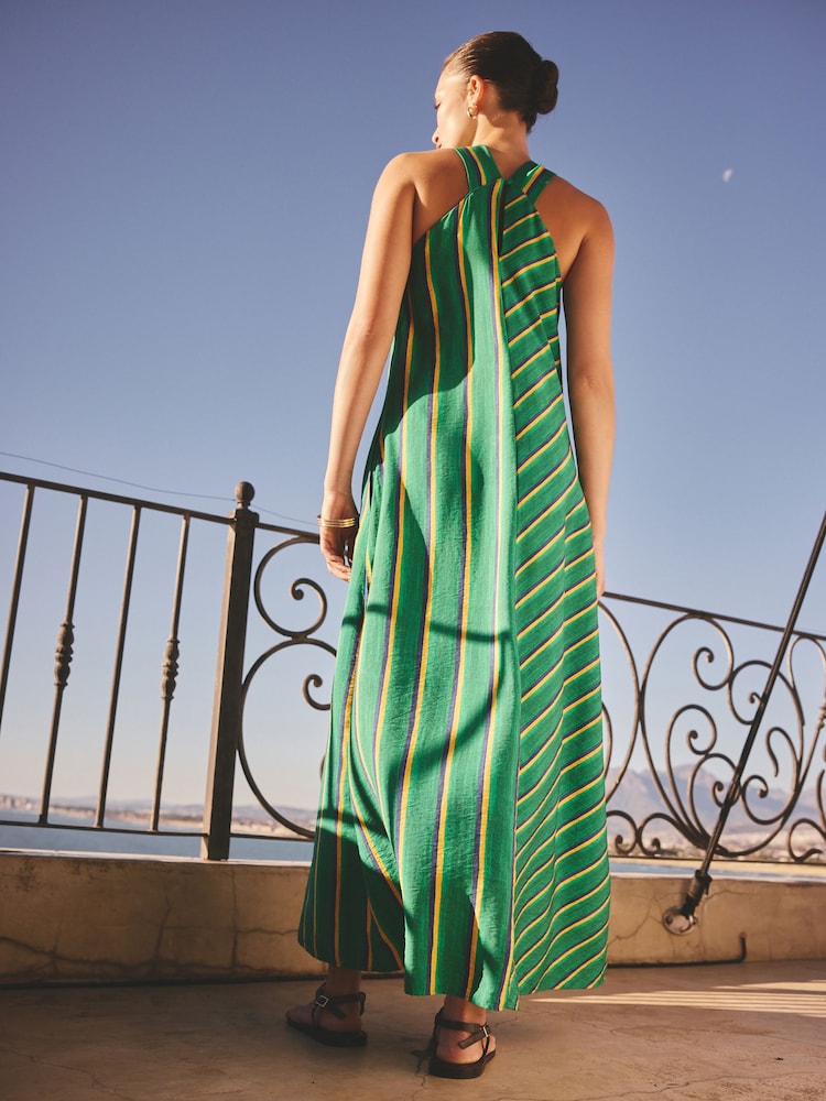 green and white striped halter dress Jade Fairy – Design Dream Studio main image 1