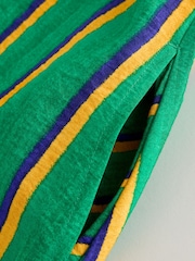Green/ Yellow Stripe Halter Twist Neck Midi Dress - Image 7 of 8