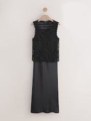Black Sleeveless 2-in-1 Crochet Maxi Dress - Image 5 of 7