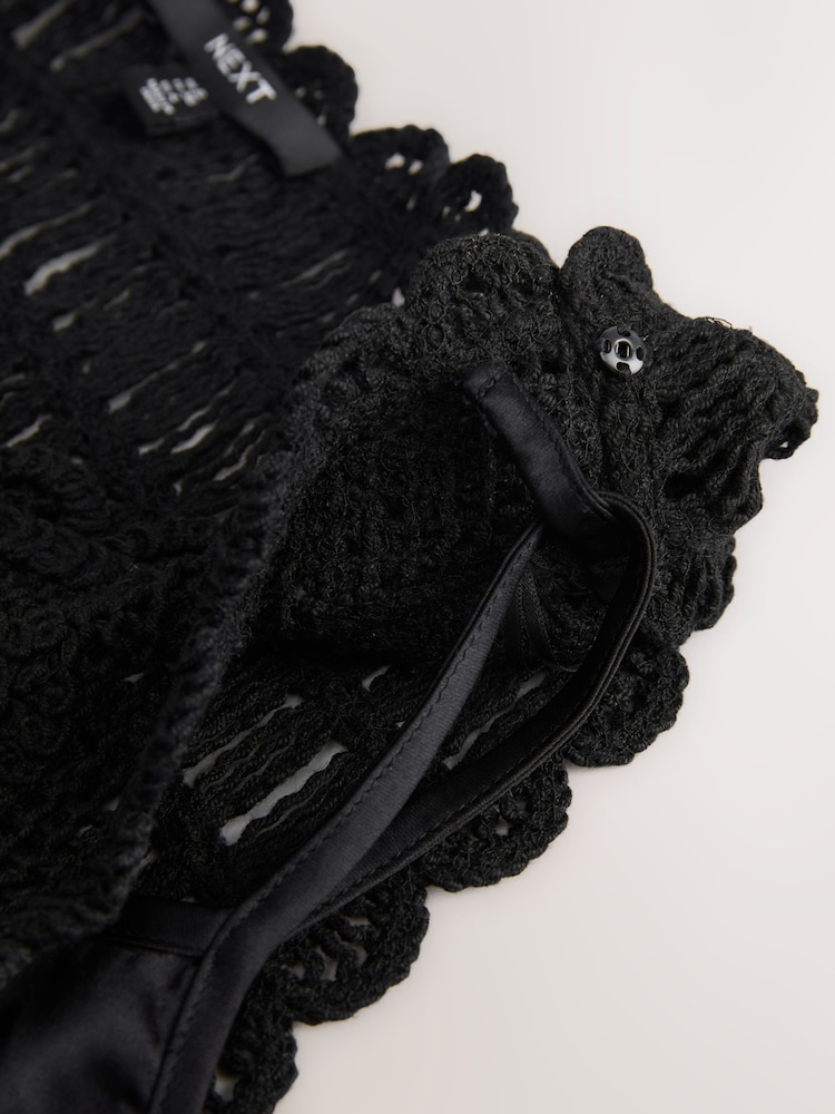Black Sleeveless 2-in-1 Crochet Maxi Dress - Image 7 of 7 Black Sleeveless 2-in-1 Crochet Maxi Dress - Image 7 of 7