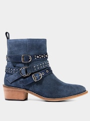 Joe Browns Blue Side Zip Suede Studded Ankle Boots - Image 2 of 7